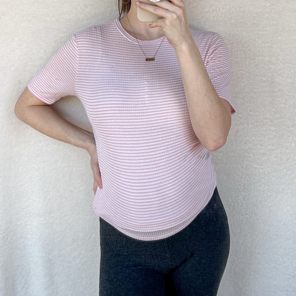 GB Girls Light Pink Striped Short Sleeve Tee